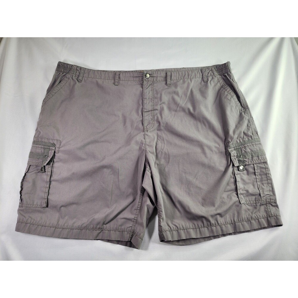 Haband Travelers Cargo Shorts Gray Size 54 Big Tall Elastic Waist Snap
